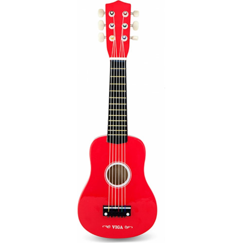 Viga Drewniana gitara dla dzieci Czerwona 21 cali 6 strun					