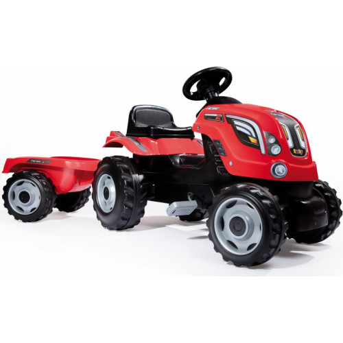 Traktor na pedały dla dziecka Smoby Farmer XL z przyczepą - Czerwony					