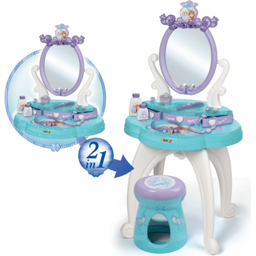 Smoby Toaletka Frozen 2 w 1 bezpieczne lustro Księżniczki taborecik					