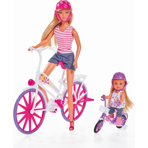 Lalka Steffi i Evi Love Przejażdżka na rowerze Simba					