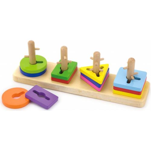 Drewniane klocki Viga Toys z sorterem kształtów					