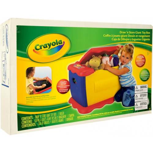 Kolorowa skrzynia na zabawki z tablicą Crayola + Zestaw Magnetycznych literek i cyferek Gratis					
