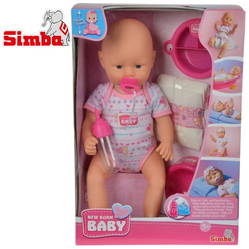 Simba Lalka New Born Baby Bobas z 7 akces. 38 cm 					