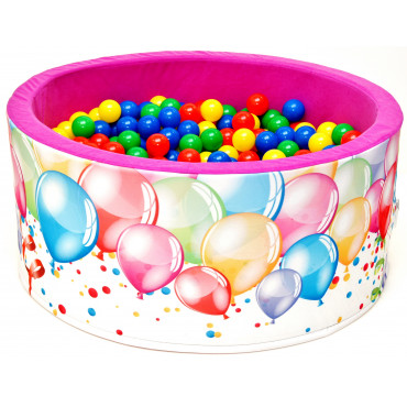 Suchy basen z kulkami 90x40 cm - Kolorowe balony - 200 piłeczek