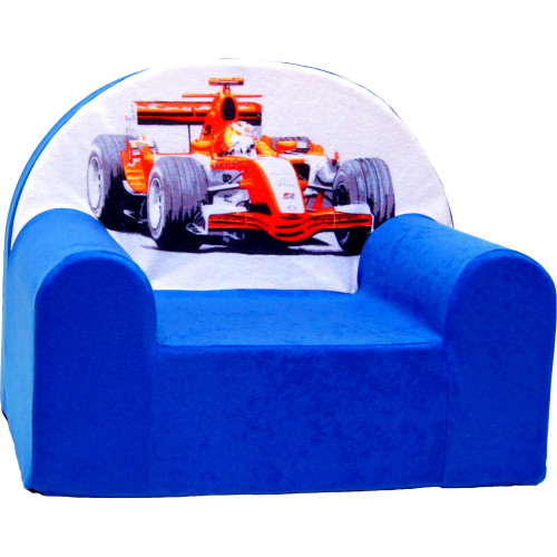 Fotelik kanapa piankowa dziecięca - Formuła 1 niebieski