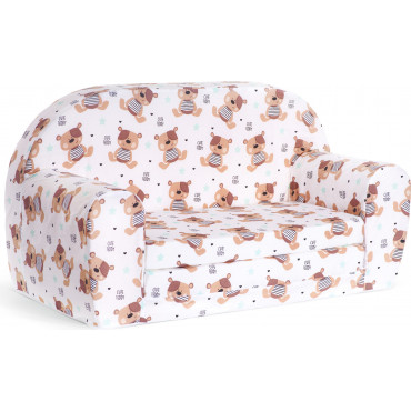 Mini sofka dziecięca 77x35cm rozkładana kanapa piankowa - Miś Teddy