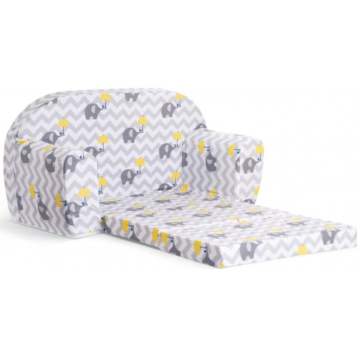 Sofka dziecięca rozkładana kanapa piankowa - Słoń z parasolką
