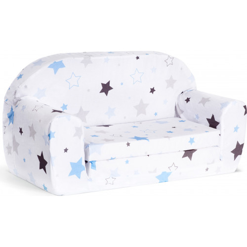 Sofka dziecięca rozkładana kanapa piankowa - Niebiesko-szare gwiazdki