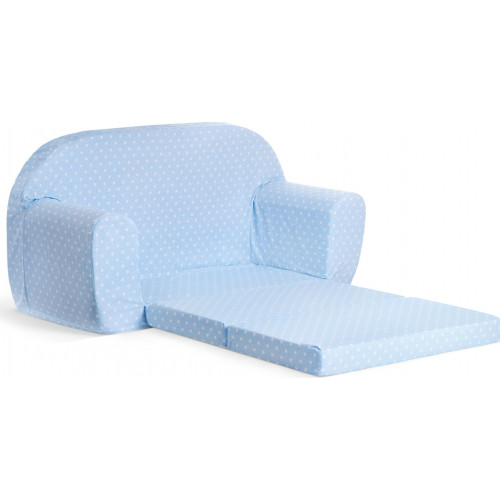 Sofka dziecięca rozkładana kanapa piankowa - Błękitny w białe kropki