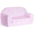 Sofka dziecięca rozkładana kanapa piankowa - Różowy w białe chmurki z drabinką