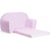 Sofka dziecięca rozkładana kanapa piankowa - Różowy w białe chmurki z drabinką