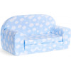 Sofka dziecięca rozkładana kanapa piankowa - Błękitny w białe chmurki z drabinką