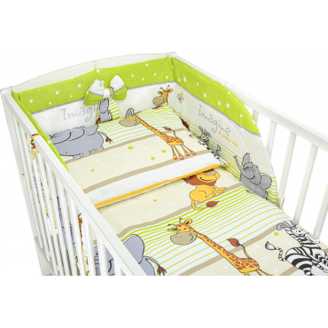 Pościel do łóżeczka niemowlęca dziecięca poszewki 120x90 - Safari zielone
