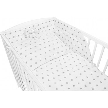 Pościel do łóżeczka niemowlęca dziecięca poszewki 120x90 - Biały w szare gwiazdeczki