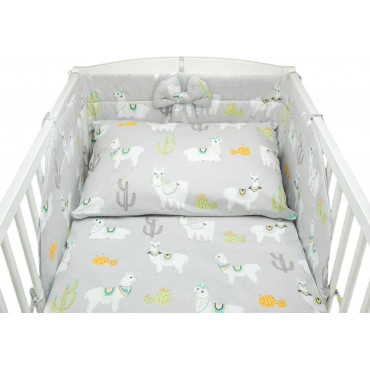 Pościel do łóżeczka niemowlęca dziecięca poszewki 120x90 - Lamy szare