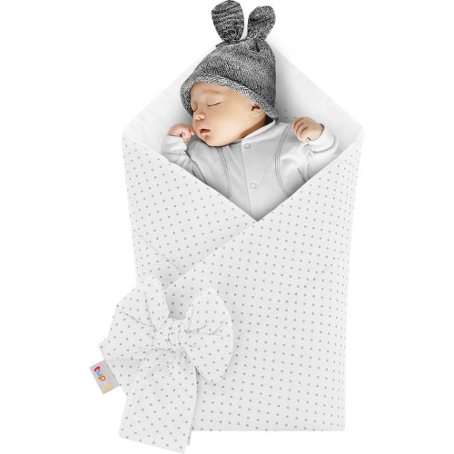 Rożek niemowlęcy bawełniany otulacz dziecięcy becik - SZARE KROPKI