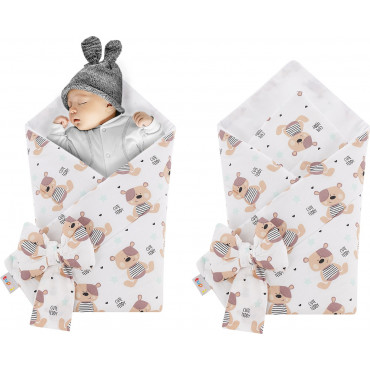 Rożek niemowlęcy bawełniany otulacz dziecięcy becik - MIŚ TEDDY