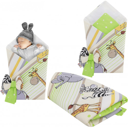 Rożek niemowlęcy bawełniany otulacz dziecięcy becik - SAFARI ZIELONE