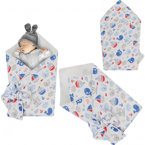 Rożek niemowlęcy bawełniany otulacz dziecięcy becik - OCEAN