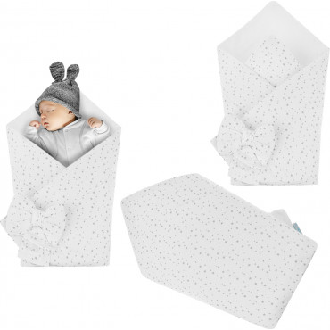 Rożek niemowlęcy bawełniany otulacz dziecięcy becik - SZARY GWIAZDOZBIÓR NA BIAŁYM TLE