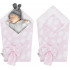 Rożek niemowlęcy Bawełna 100%, 80x80cm - różowy w białe chmurki z drabinką