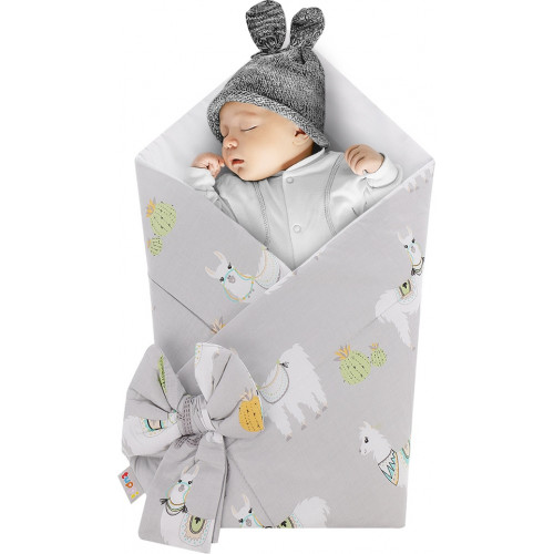 Rożek niemowlęcy bawełniany otulacz dziecięcy becik - LAMY SZARE