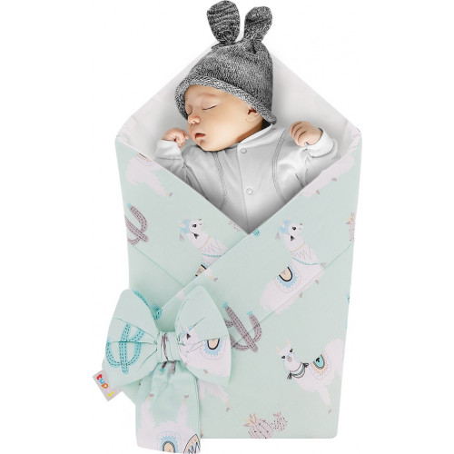 Rożek niemowlęcy bawełniany otulacz dziecięcy becik - LAMY MIĘTOWE