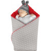 Rożek niemowlęcy Minky i Bawełna otulacz pluszowy - Szary w białe kropki