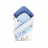 Rożek niemowlęcy Minky i Bawełna otulacz pluszowy - Miś przyjaciel niebieski