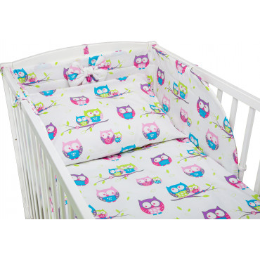 Pościel do łóżeczka niemowlęca dziecięca poszewki 120x90 - Sowy biel