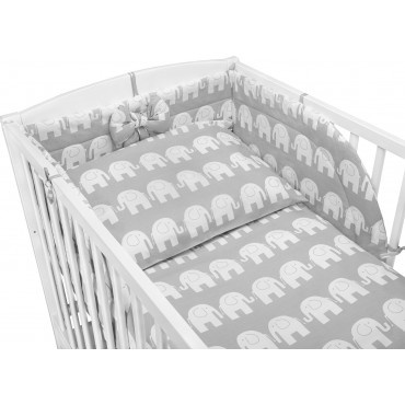 Pościel do łóżeczka niemowlęca dziecięca poszewki 120x90 - Szare słonie