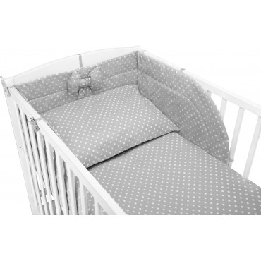 Pościel do łóżeczka niemowlęca dziecięca poszewki 120x90 - Szary w białe kropki