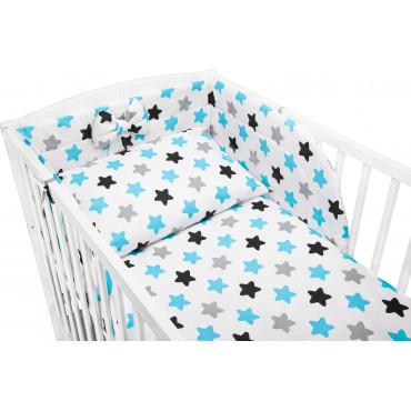 Pościel do łóżeczka niemowlęca dziecięca poszewki 120x90 - Niebiesko-ciemne pierniki