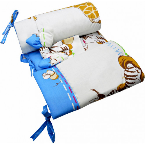 Bawełniana pościel do łóżeczka dziecięcego - ZEBRA BALONIK NIEBIESKI - 135x100
