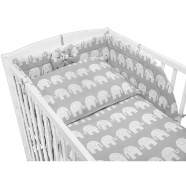 Pościel do łóżeczka niemowlęca dziecięca poszewki 135x100 - Szare słonie