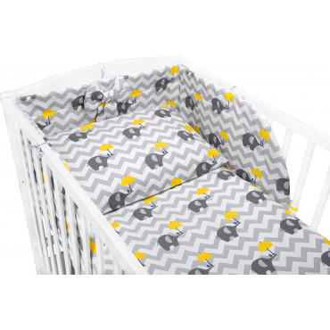 Pościel do łóżeczka niemowlęca dziecięca poszewki 135x100 - Słoń z parasolką