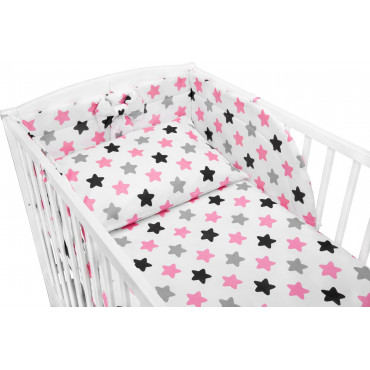 Pościel do łóżeczka niemowlęca dziecięca poszewki 135x100 -  Różowo-ciemne pierniki