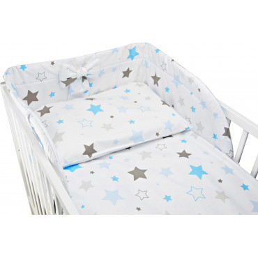 Pościel do łóżeczka niemowlęca dziecięca poszewki 135x100 - Niebiesko-szare gwiazdy