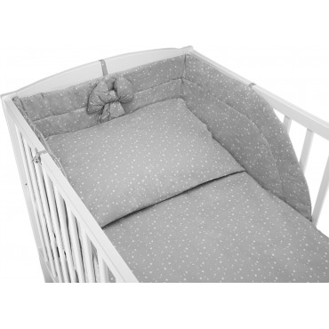 Pościel do łóżeczka niemowlęca dziecięca poszewki 135x100 - Biały gwiazdozbiór na szarym tle
