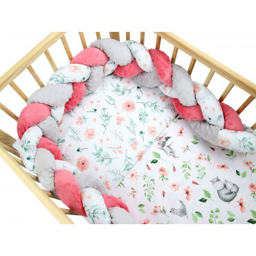 Pościel do łóżeczka niemowlęca dziecięca poszewki 135x100 - Hipki + kwiaty