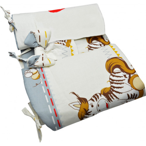 Ochraniacz na szczebelki 180x35 do łóżeczka Obleczenie wiązany Bawełna - Zebra balonik szary