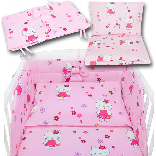 Wzór Hello Kitty - Bawełniana pościel do łóżeczka dziecięcego - 120x90