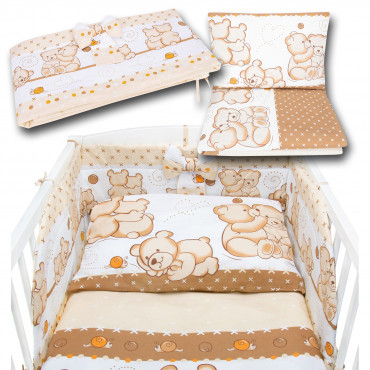 Bawełniana pościel do łóżeczka dziecięcego - MIŚ PRZYJACIEL BEŻOWY - 135x100