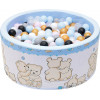 Basenik z kulkami piłeczkami piłkami dla dzieci niemowląt 90x40 - 200 kulek - Miś przyjaciel niebieski