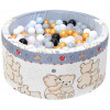 Basenik z kulkami piłeczkami piłkami dla dzieci niemowląt 90x40 - 200 kulek - Szary w białe kropki