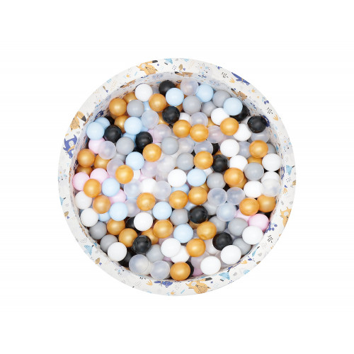 Basenik z kulkami piłeczkami piłkami dla dzieci niemowląt 90x40 - 200 kulek - Biały gwiazdozbiór na szarym tle