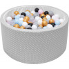 Pokrowiec poszycie na suchy basenik z kulkami piłeczkami piłkami dla dzieci niemowląt 90x40 - Szary w białe kropki