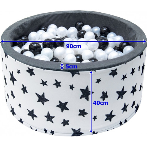 Pokrowiec poszycie na suchy basenik z kulkami piłeczkami dla dzieci niemowląt 90x40 - Biały gwiazdozbiór na szarym tle