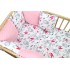 Ochraniacz do łóżeczka modułowy 6 poduszek Bawełna + Minky - Łapacze snów szare z jaskółką + minky różowe