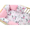 Ochraniacz do łóżeczka modułowy 6 poduszek Bawełna + Minky - Łapacze snów z różą + minky różowe